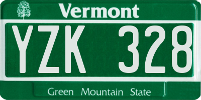 VT license plate YZK328