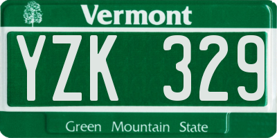VT license plate YZK329
