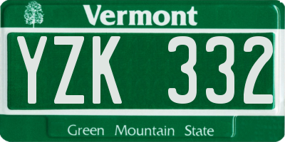 VT license plate YZK332
