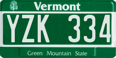 VT license plate YZK334