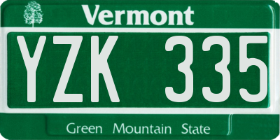 VT license plate YZK335