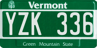 VT license plate YZK336