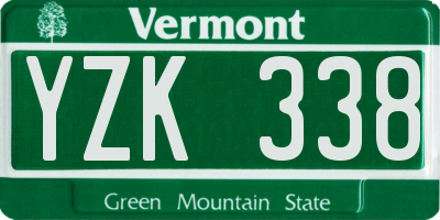 VT license plate YZK338