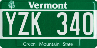 VT license plate YZK340