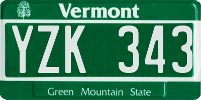 VT license plate YZK343