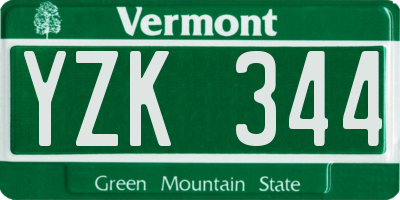 VT license plate YZK344