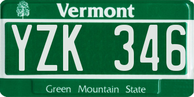 VT license plate YZK346
