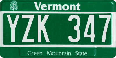 VT license plate YZK347