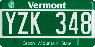 VT license plate YZK348