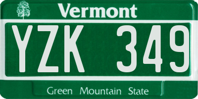 VT license plate YZK349