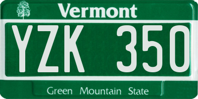 VT license plate YZK350