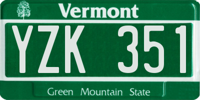 VT license plate YZK351