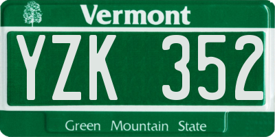 VT license plate YZK352