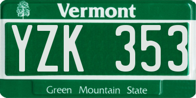 VT license plate YZK353