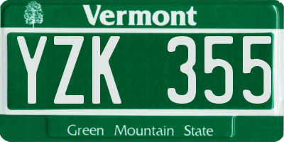 VT license plate YZK355