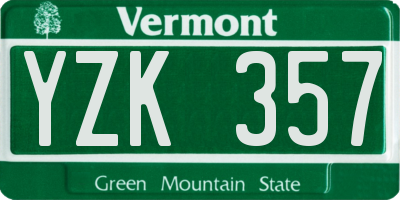 VT license plate YZK357