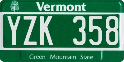 VT license plate YZK358