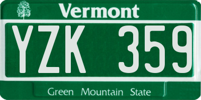 VT license plate YZK359