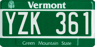 VT license plate YZK361