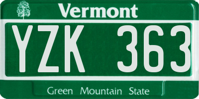 VT license plate YZK363