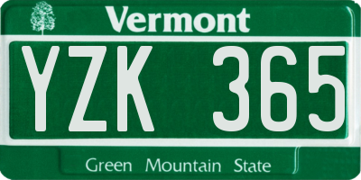 VT license plate YZK365
