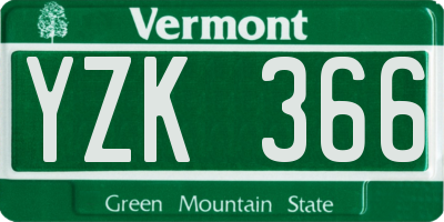 VT license plate YZK366