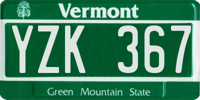 VT license plate YZK367