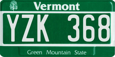 VT license plate YZK368