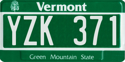 VT license plate YZK371
