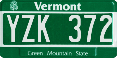 VT license plate YZK372