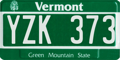 VT license plate YZK373
