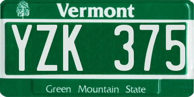 VT license plate YZK375
