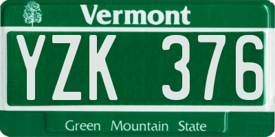 VT license plate YZK376