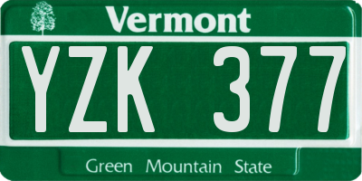 VT license plate YZK377