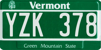 VT license plate YZK378