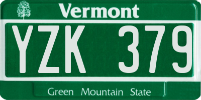 VT license plate YZK379