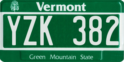 VT license plate YZK382