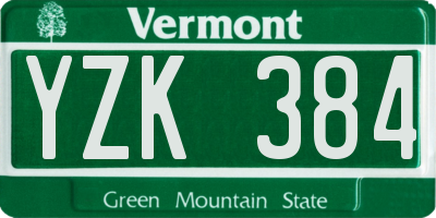 VT license plate YZK384