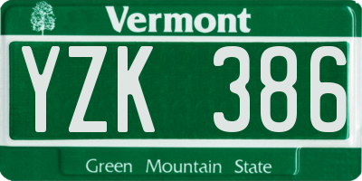 VT license plate YZK386