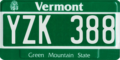 VT license plate YZK388
