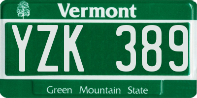 VT license plate YZK389