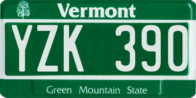 VT license plate YZK390