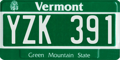 VT license plate YZK391