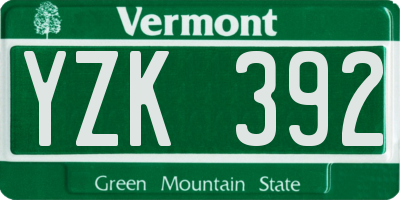 VT license plate YZK392