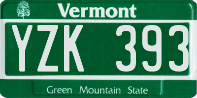 VT license plate YZK393