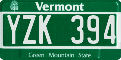 VT license plate YZK394