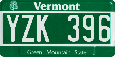 VT license plate YZK396