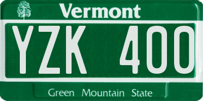 VT license plate YZK400