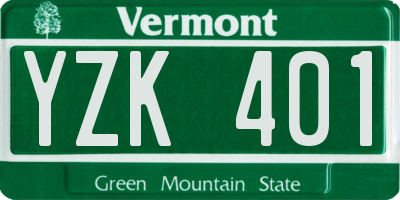 VT license plate YZK401
