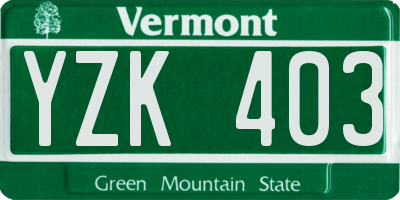 VT license plate YZK403